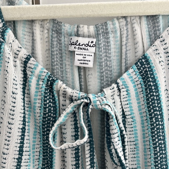 Splendid turquoise striped sleeveless 2 layer tiered dress. Size XS - Picture 2 of 4